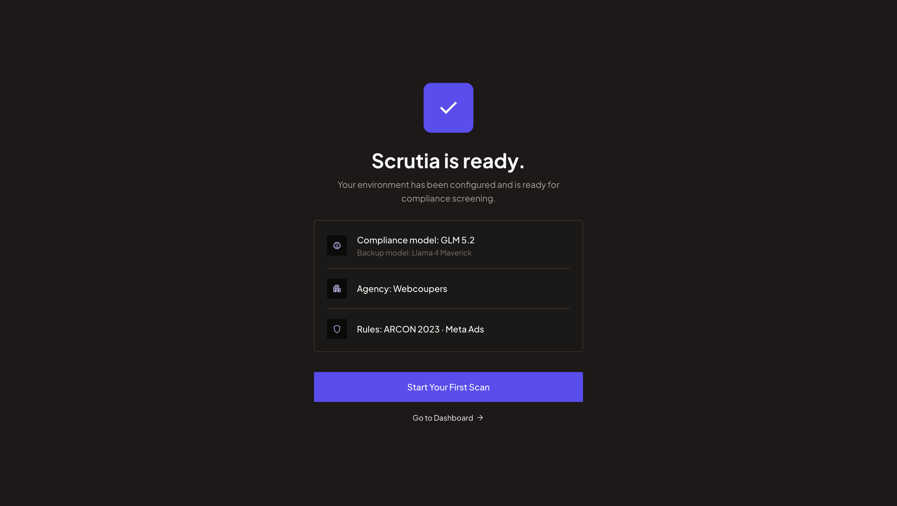 Scrutia account registration screen